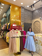 ‘MILKY’COTTON DRESS WITH FRONT ATTACHED BELT (SKU-222)