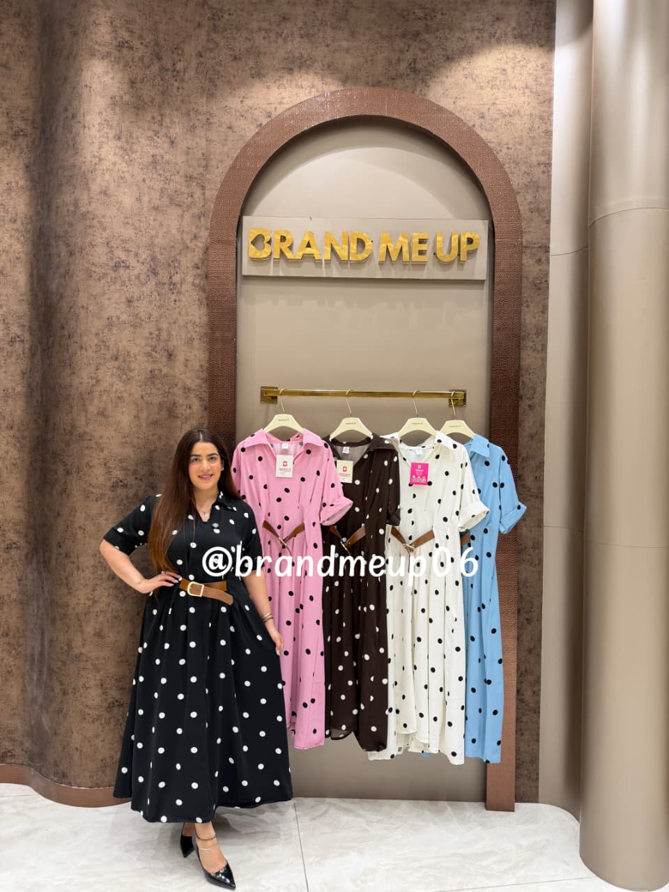 ‘DROP’ POLKA DRESS WITH FRONT BELT (SKU-302)
