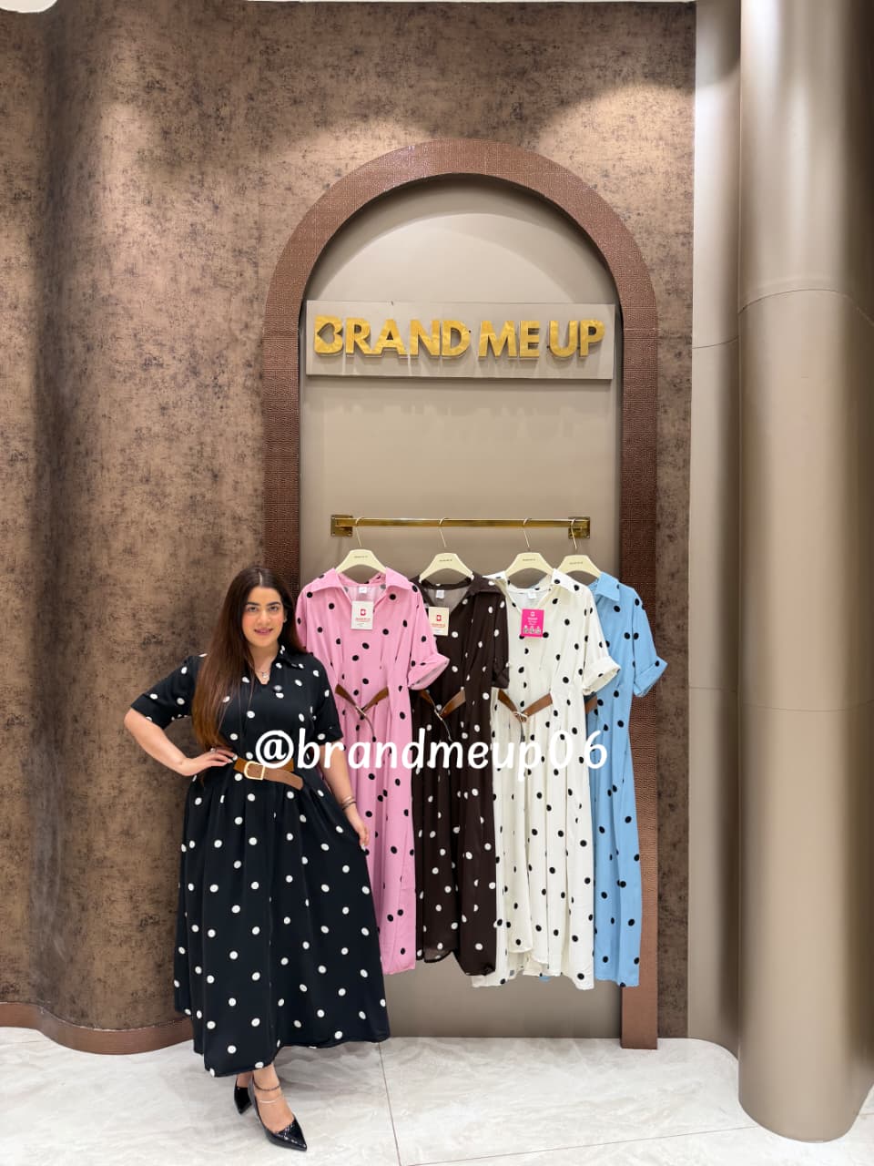 ‘DROP’ POLKA DRESS WITH FRONT BELT (SKU-302)