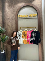 WOOLEN SIDE FLOWER SWEATER (IMP-699)
