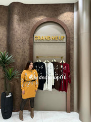 SEQUENCE LEAF WOOLEN DRESS WITH BELT (IMP-574)