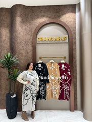 WOOLEN LONG DRESS FACE DESIGN (IMP-474)