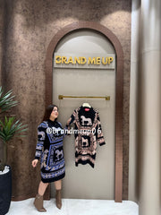 WOOLEN LONG PRINTED DRESS (IMP-740) HORSE