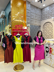 Imported Stretchable Dress With Lavender Work (PRM-610)