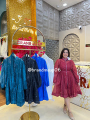 Designer Rhinestone Dress With Belt And Inner (PRM-545)