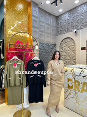 Woolen Collar Skirt Set (IMP-511)