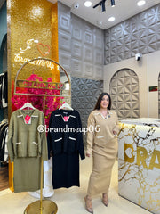 Woolen Collar Skirt Set (IMP-511)