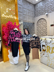 WOOLEN DRESS WITH LETTER RHINESTONES TOP  (IMP-472)