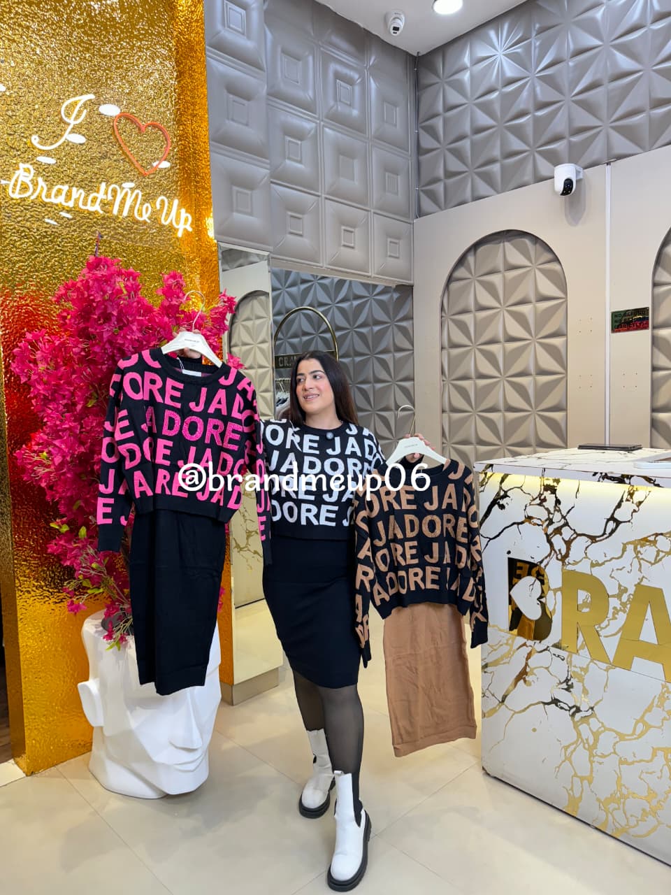 WOOLEN DRESS WITH LETTER RHINESTONES TOP  (IMP-472)