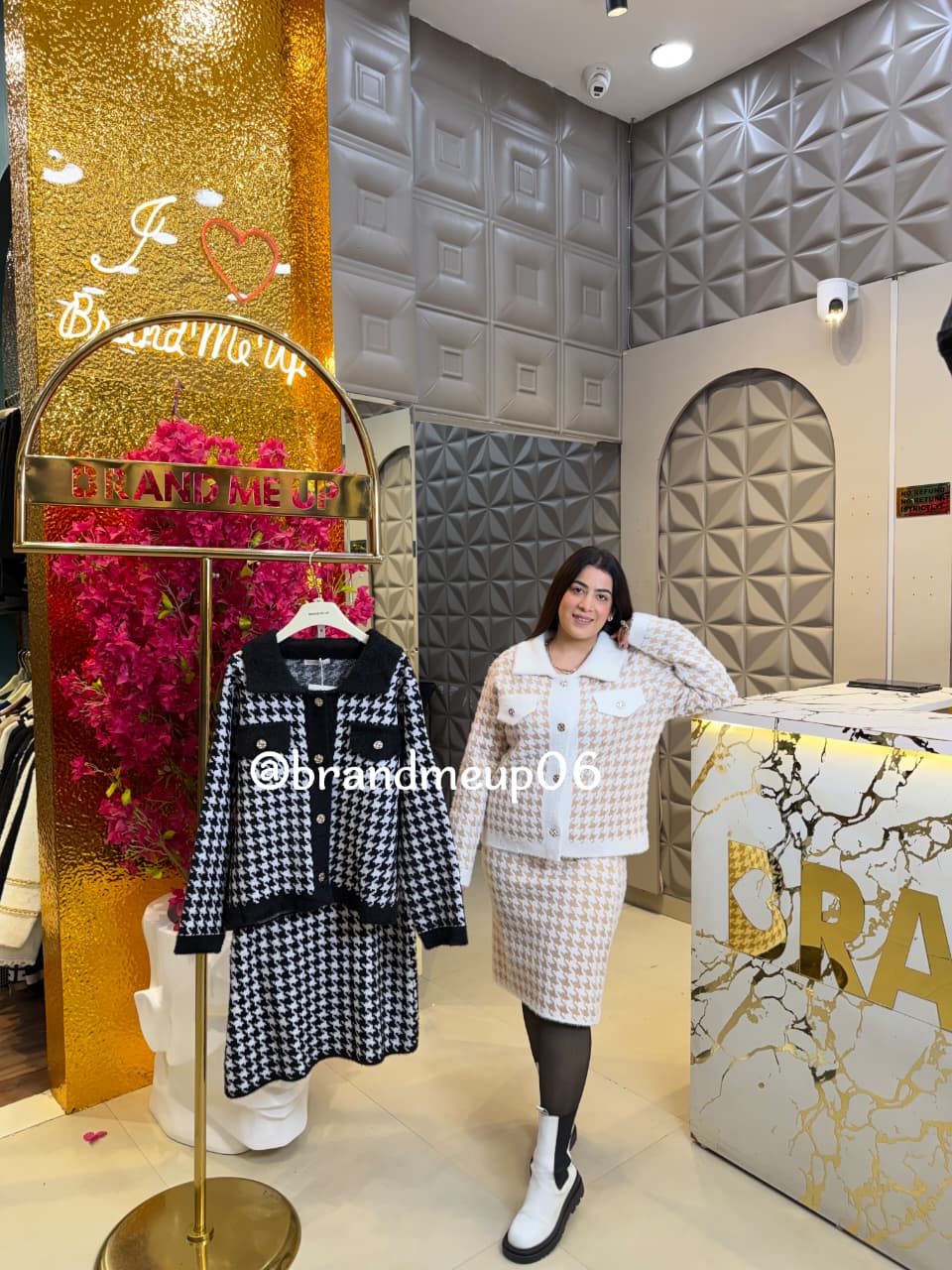 WOOLEN CHECKS TOP AND SKIRT (IMP-616)