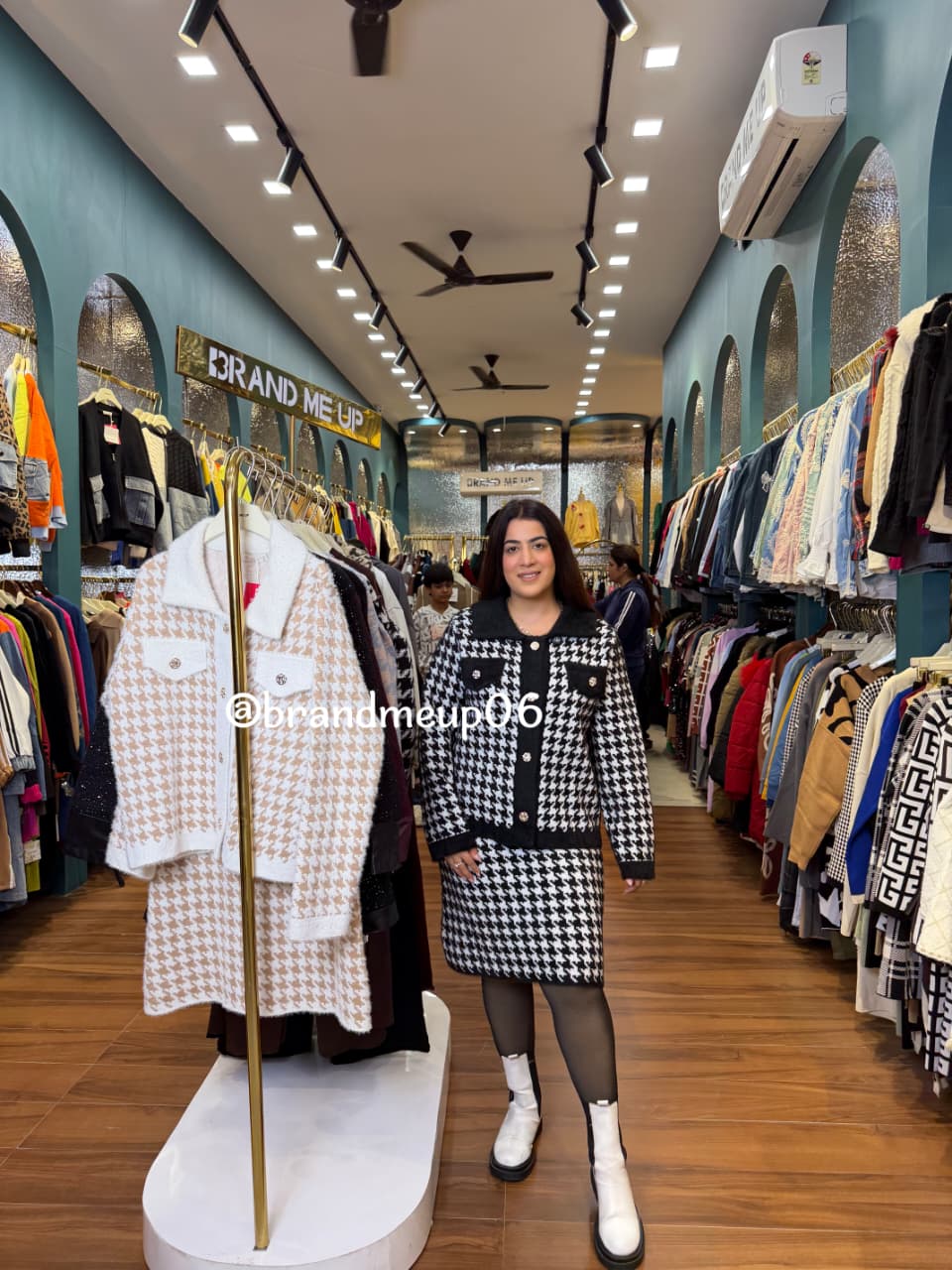 WOOLEN CHECKS TOP AND SKIRT (IMP-616)