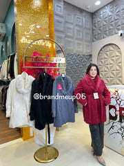 Woolen Fur Long coat with belt (IMP-358)