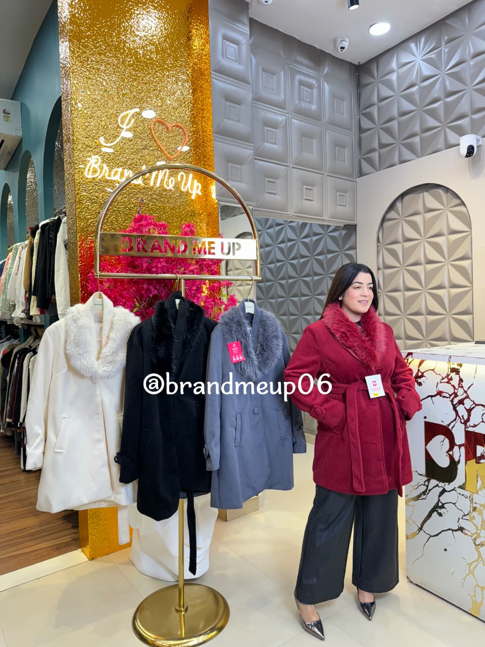 Woolen Fur Long coat with belt (IMP-358)