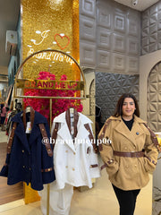 WOOLEN COAT WITH LEATHER DETAILING (IMP-676)