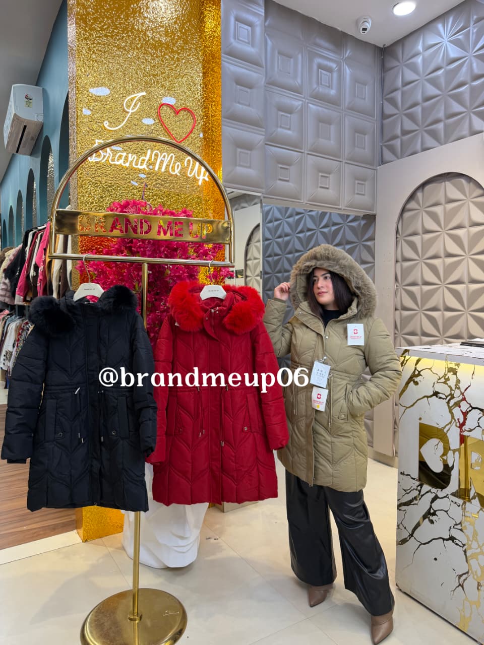 Long Puff Jacket with Fur Hoodie (CODE-868)  (IMP-384)