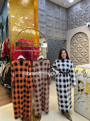 WOOLEN CHECKES DRESS WITH BELT (IMP-606)