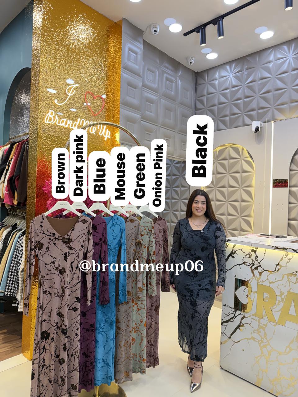 V NECK POWERNET DRESS (DRESS-345)