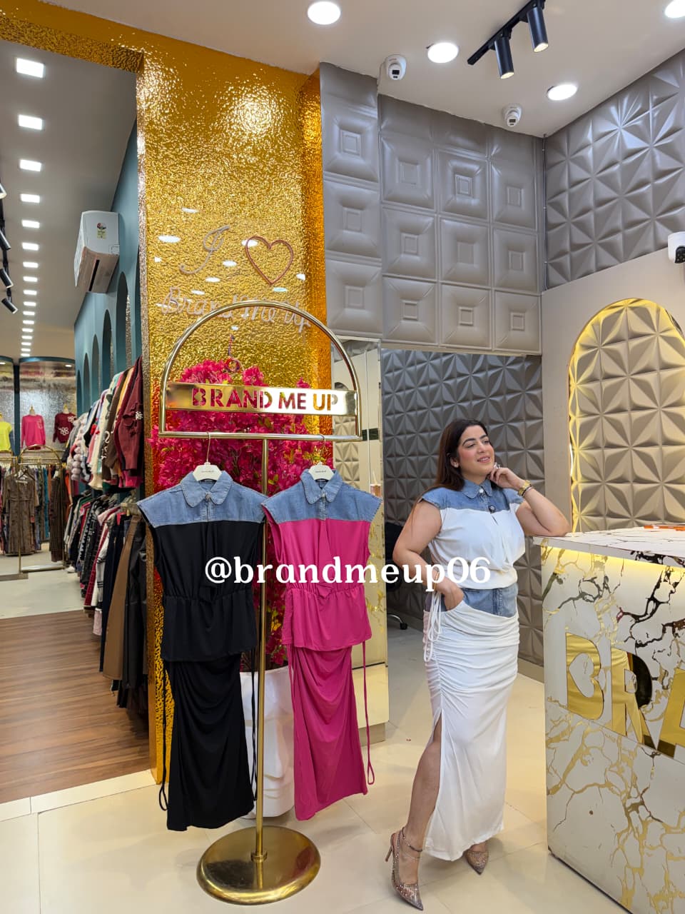 IMPORTED DENIM ATTECHED TOP & SKIRT SET (PRM-193)