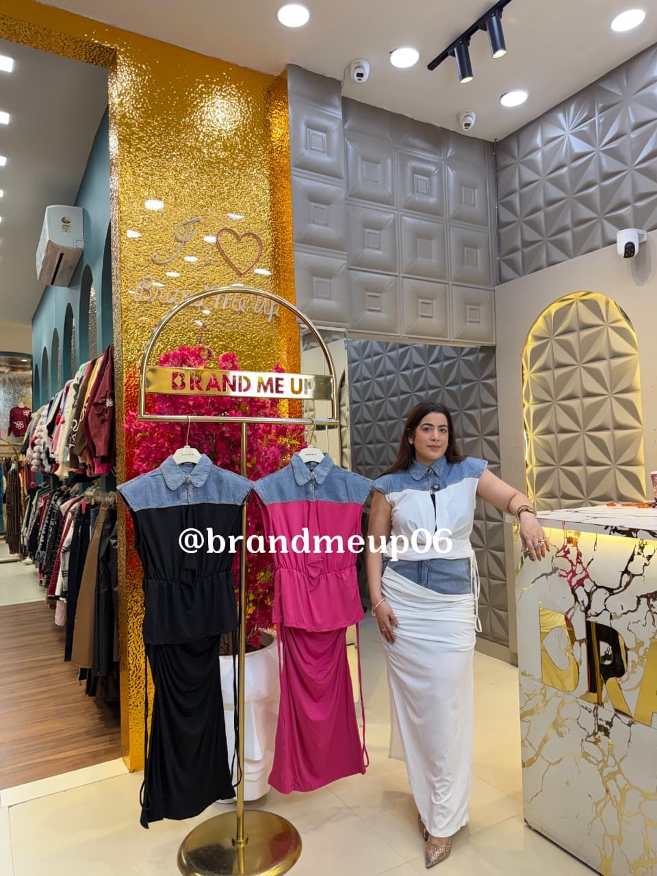 IMPORTED DENIM ATTECHED TOP & SKIRT SET (PRM-193)