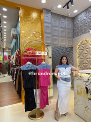 IMPORTED DENIM ATTECHED TOP & SKIRT SET (PRM-193)