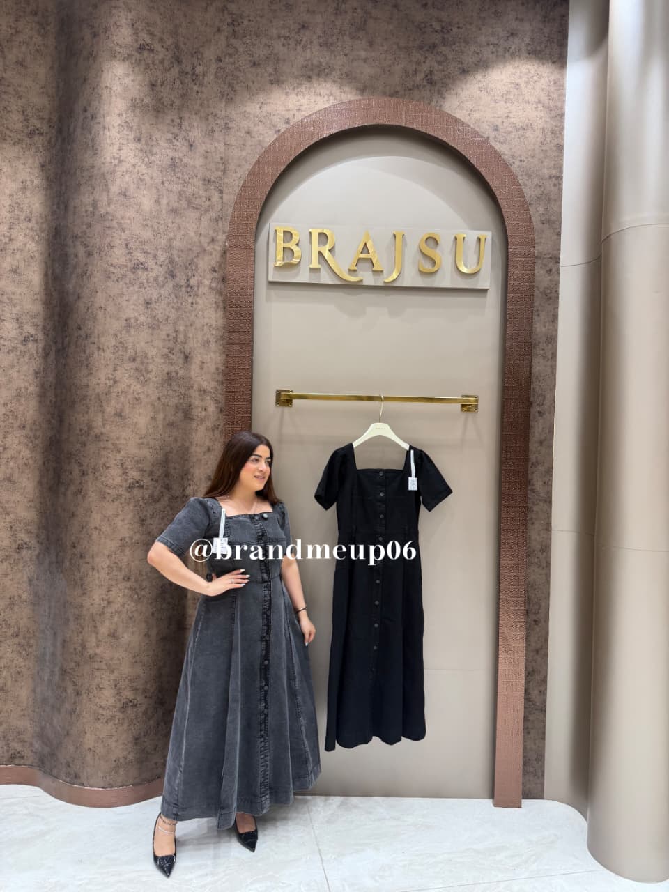 DENIM DRESS WITH FRONT BUTTON (PRM-836)
