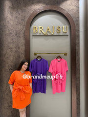 Imported Stretchable Dress With Pocket 3D Bow (PRM-658)