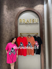 Imported partywear Dress With Pocket (PRM-599) FLOWER EMB