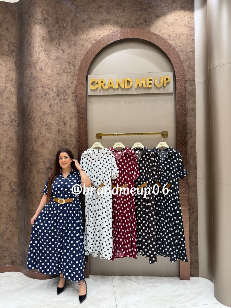 ‘DROP’ POLKA DRESS WITH FRONT BELT (SKU-302)