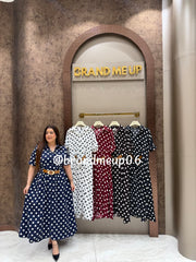 ‘DROP’ POLKA DRESS WITH FRONT BELT (SKU-302)