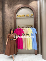 ‘MILKY’COTTON DRESS WITH FRONT ATTACHED BELT (SKU-222)