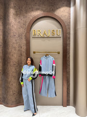 DENIM DESIGNER CORD SET WITH HOODIE (PRM-723)