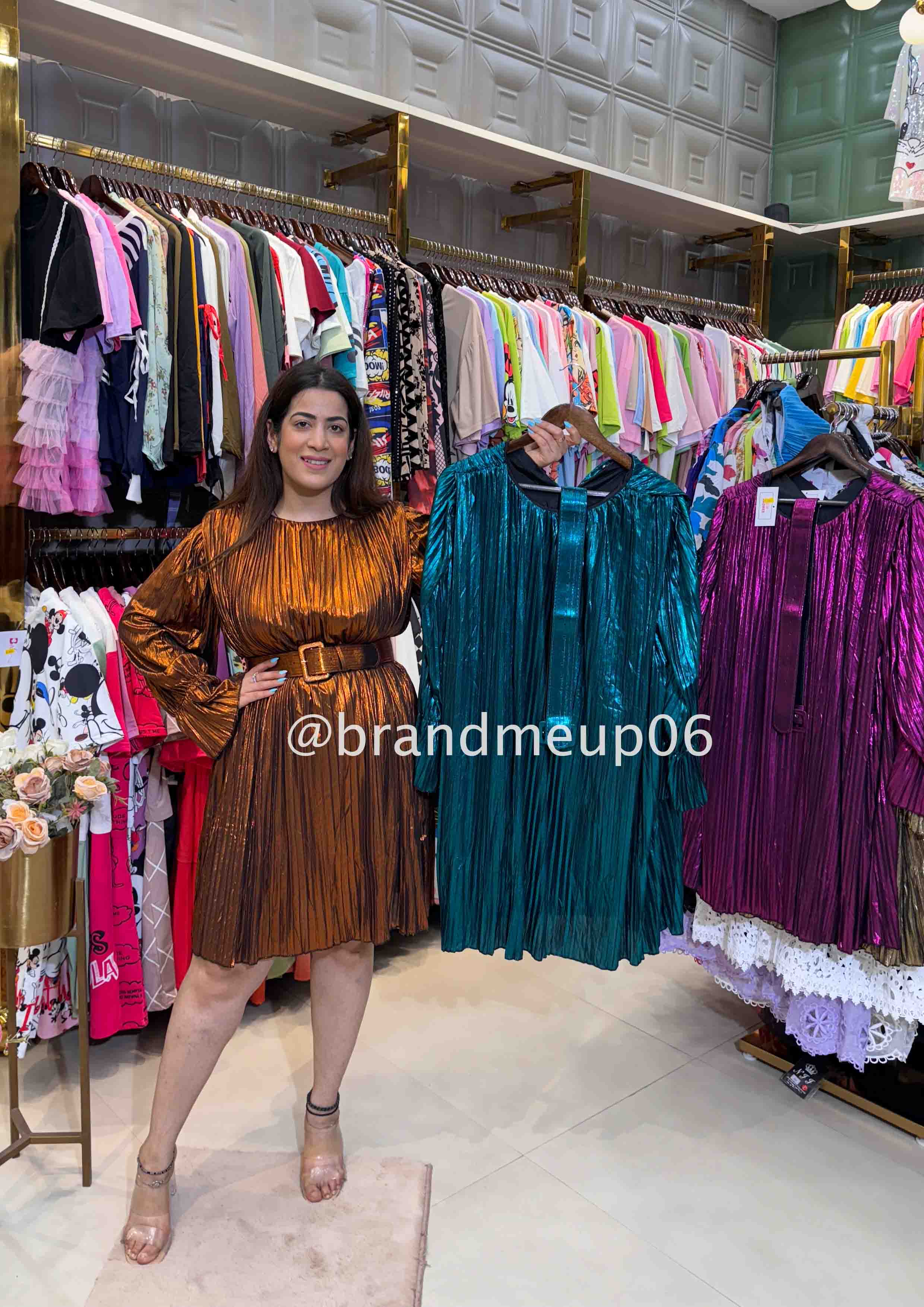 Metallic Partywear Dress (PRM-3) Free size till 42-44