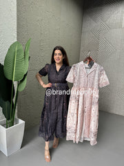 Imported Linen Dress With Belt (PRM-134)
