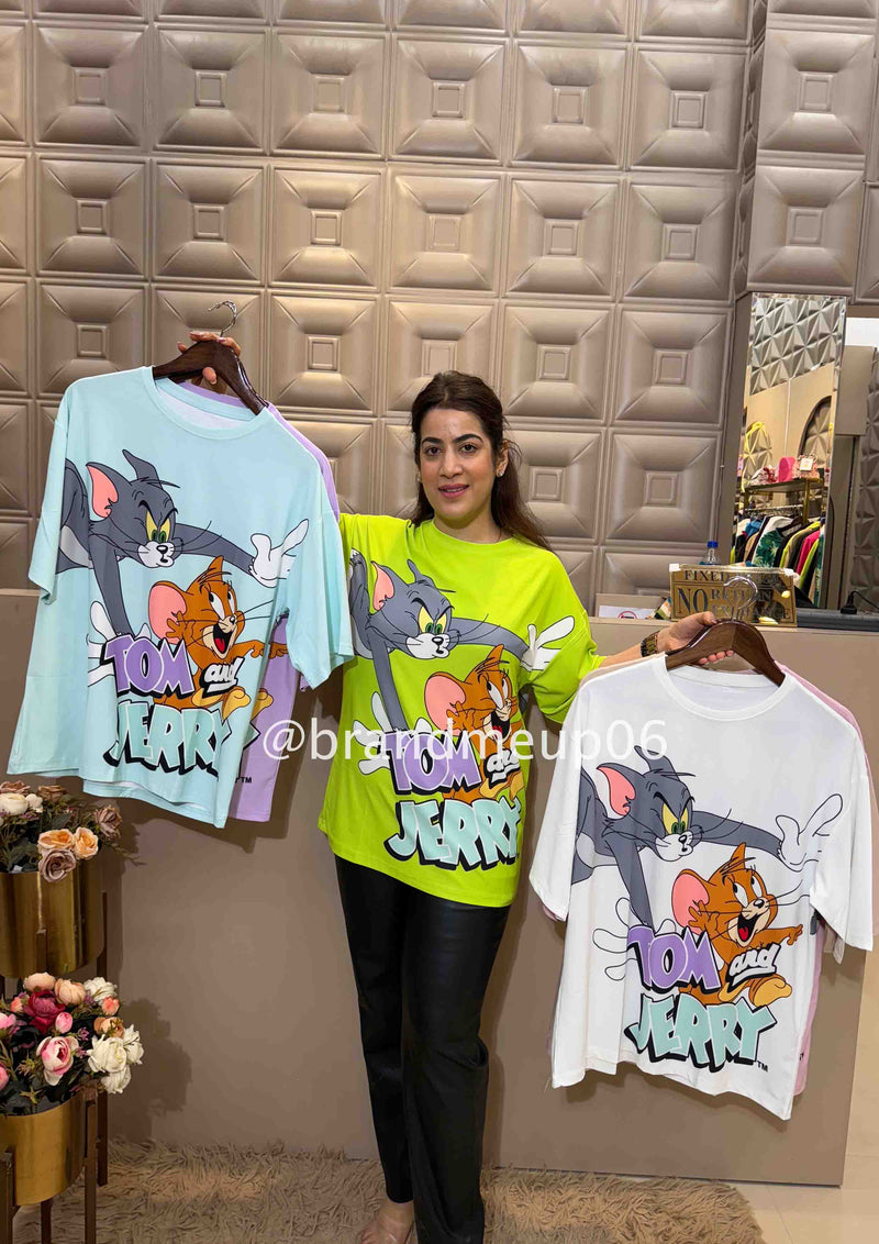 Baggie Tshirt (TEE-56) CARTOON  - WHITE